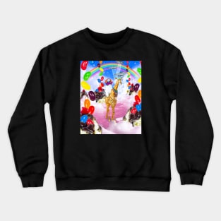 Cat Riding Giraffe in Space Crewneck Sweatshirt